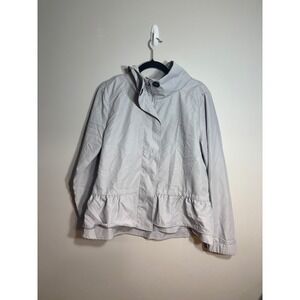 Trend Factory Womens Light Gray Peplum Hem Funnel Neck Zip Up Jacket Large NWT